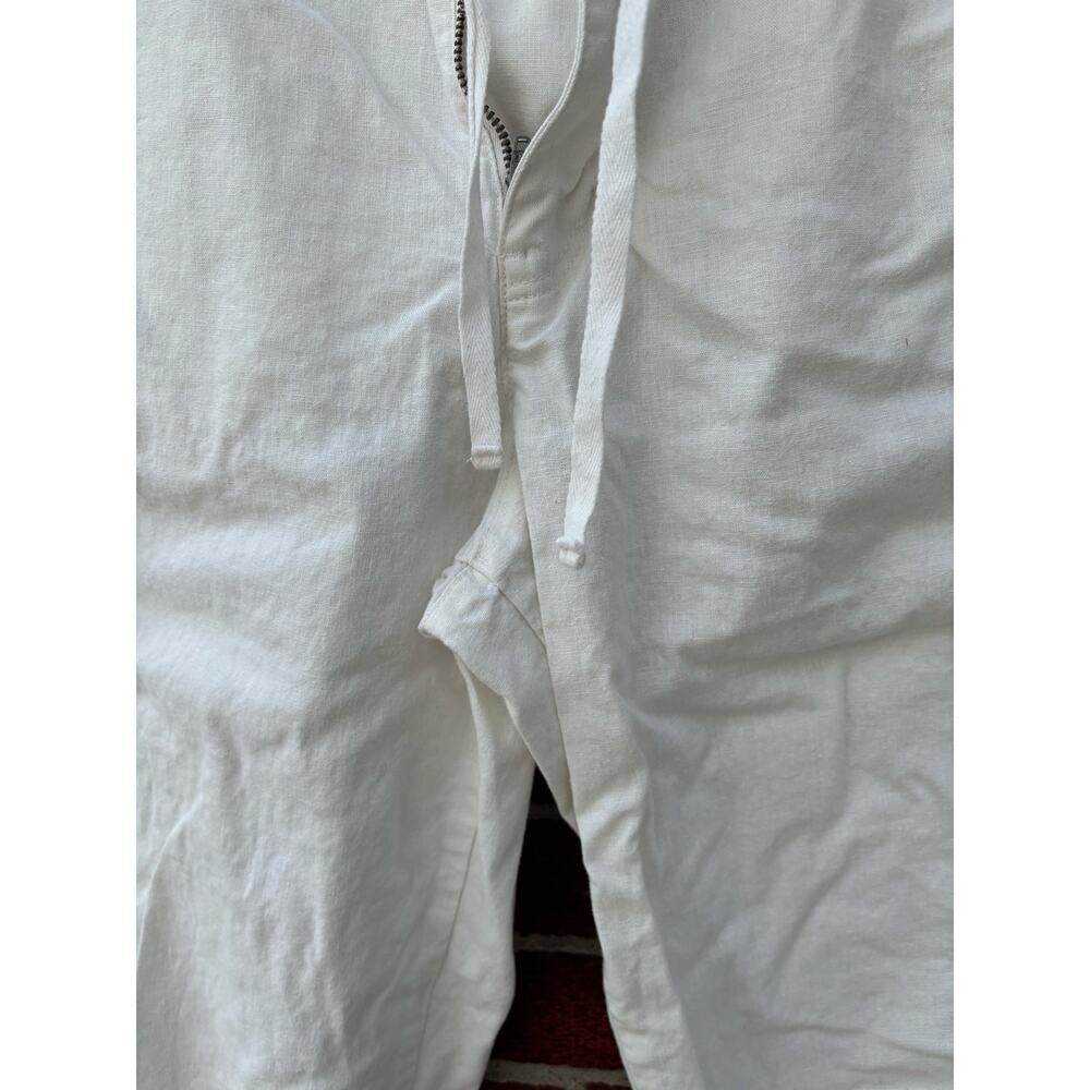 Uniqlo Linen Cotton Jogger Pants Womens XS Cream Drawstring Elastic Waist Ankle - Picture 7 of 7